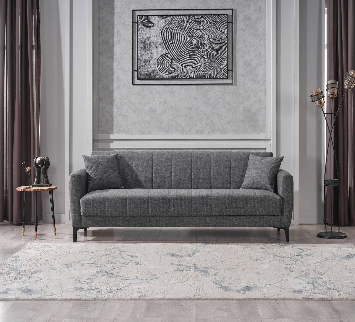 Schlafsofa Rovigo anthrazit Microfaser B/H/T: ca. 214x84x83 cm