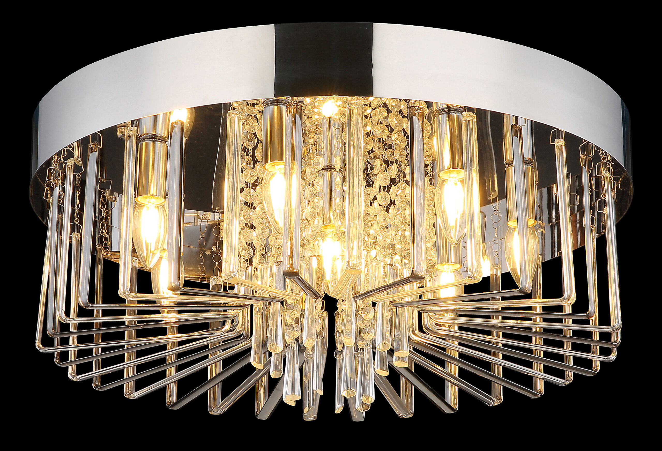 GLOBO Deckenleuchte Chrom klar Metall H/D: ca. 27x60 cm E14 8 Brennstellen