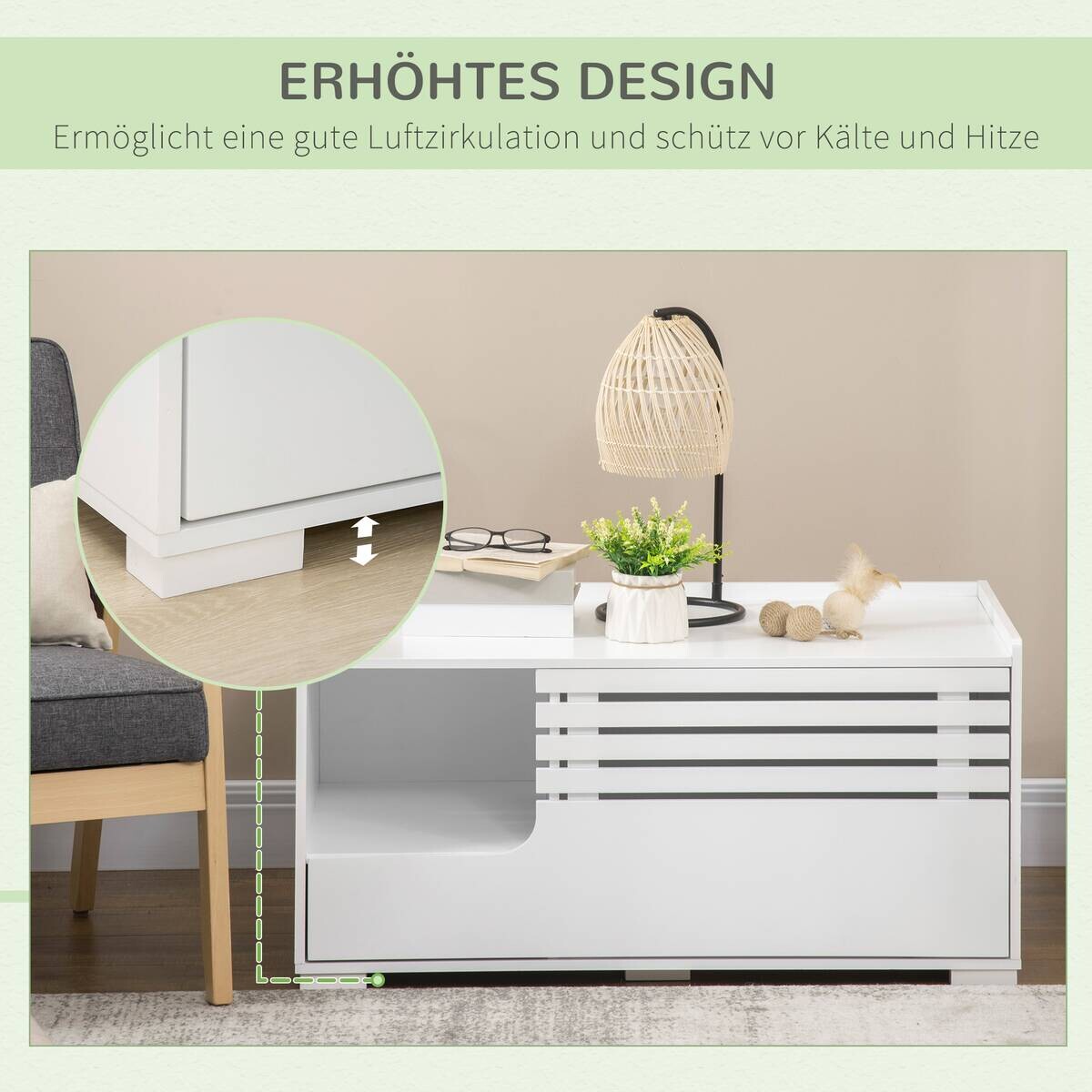 PawHut Katzen-Zubehör weiß Edelstahl B/H/L: ca. 48x90x43,5 cm