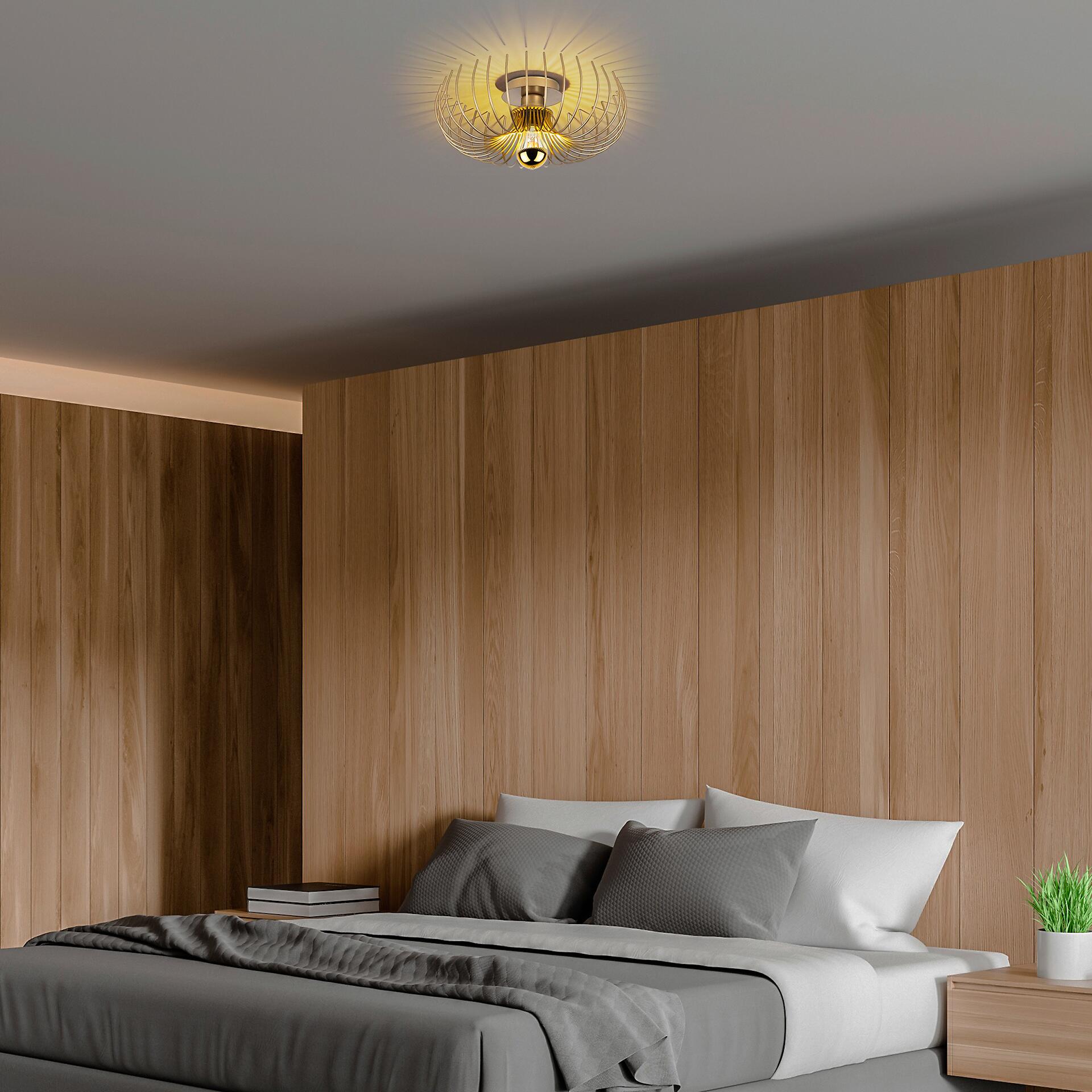 Opviq Pendelleuchte Karsortel gold B/H/T/L/D: ca. 36x12x36x36x36 cm E27 1 Brennstellen