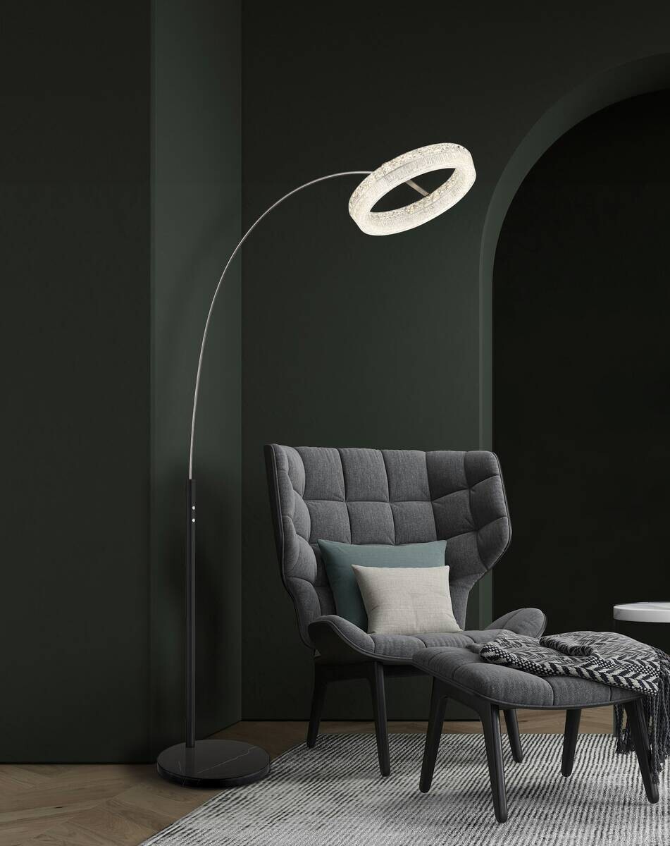 GLOBO Stehleuchte klar schwarz Glas Metall Acryl B/H/L: ca. 40x190x92,5 cm 1 Brennstellen