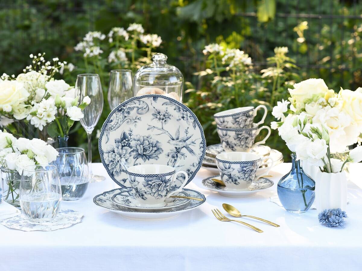 CreaTable Kaffeeservice Adelaide Blau blau Porzellan 12 tlg.