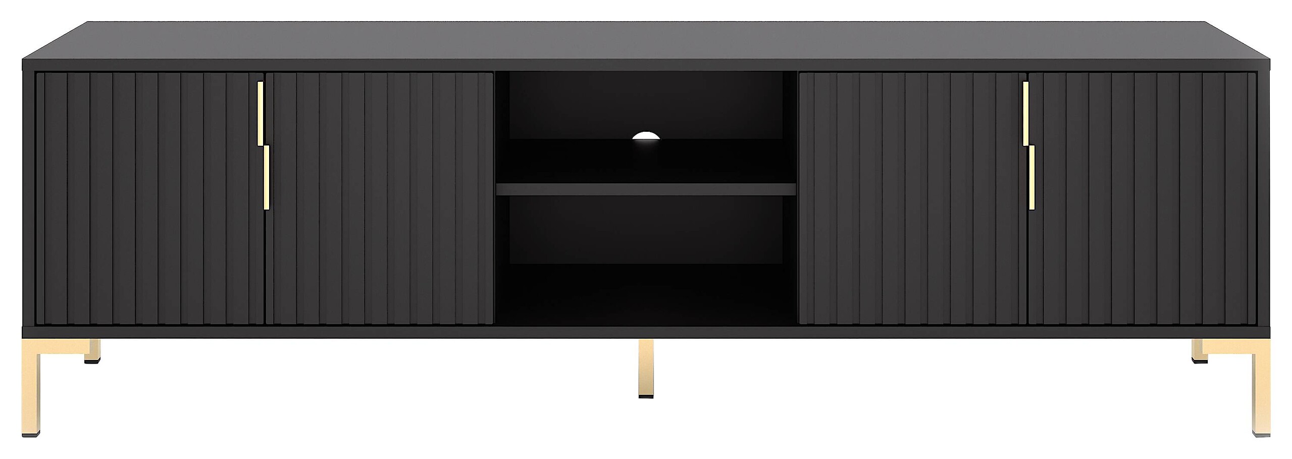 TV-Lowboard FLINN schwarz matt gold Optik B/H/T: ca. 165x50x40 cm