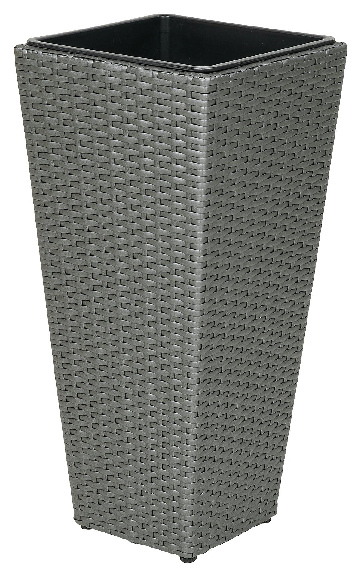 Pflanzgefäß grau Polyrattan B/H/L: ca. 28x60x28 cm