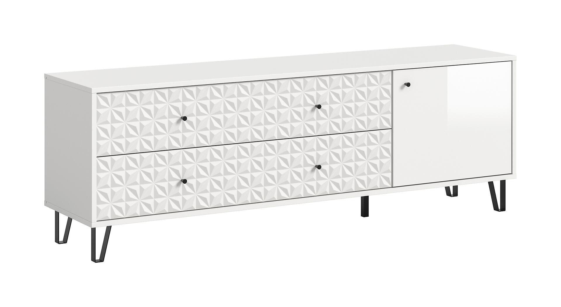 Lowboard PRISMA weiß weiß Hochglanz B/H/T: ca. 164x56x40 cm