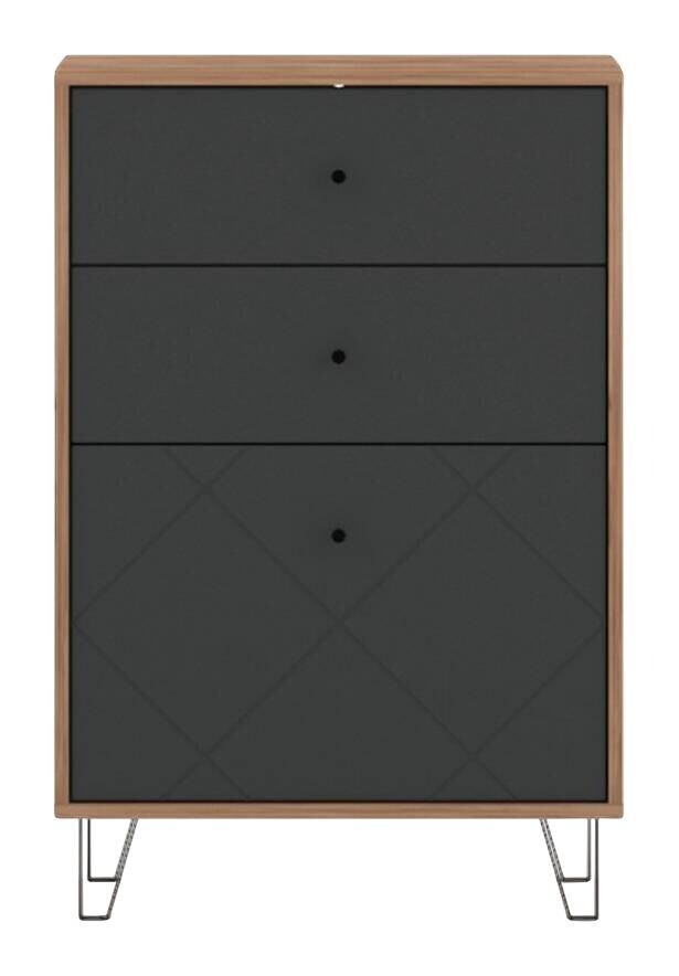 Kommode BILBAO Eiche Tabak Nachbildung anthrazit B/H/T: ca. 63,4x95,5x40 cm