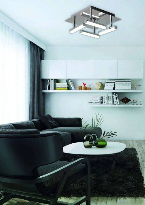 Näve Leuchten LED Deckenleuchte NV1228542 Chrom Metall Acryl B/H/T: ca. 25x11x25 cm null 4 Brennstellen