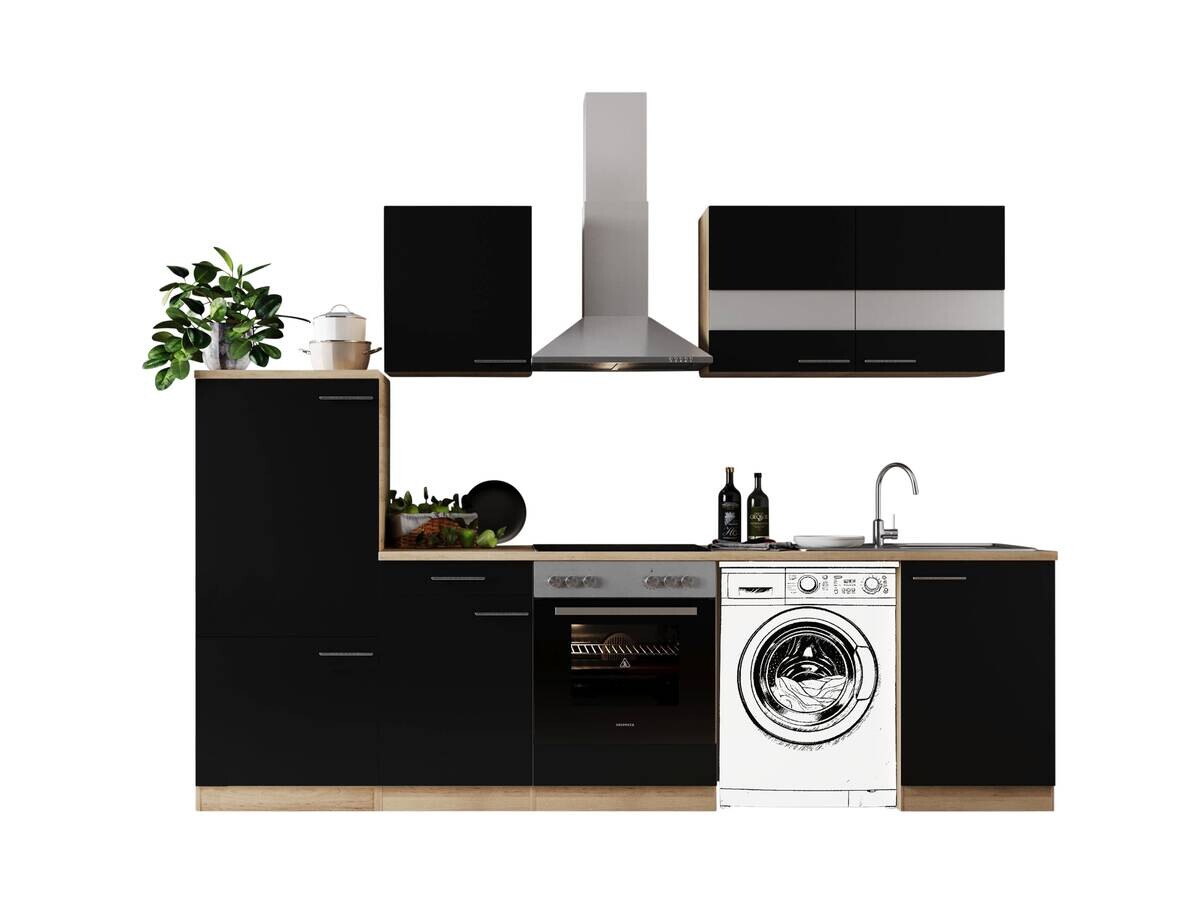 Respekta Küchenblock Merle schwarz B/H/T: ca. 280x200x60 cm