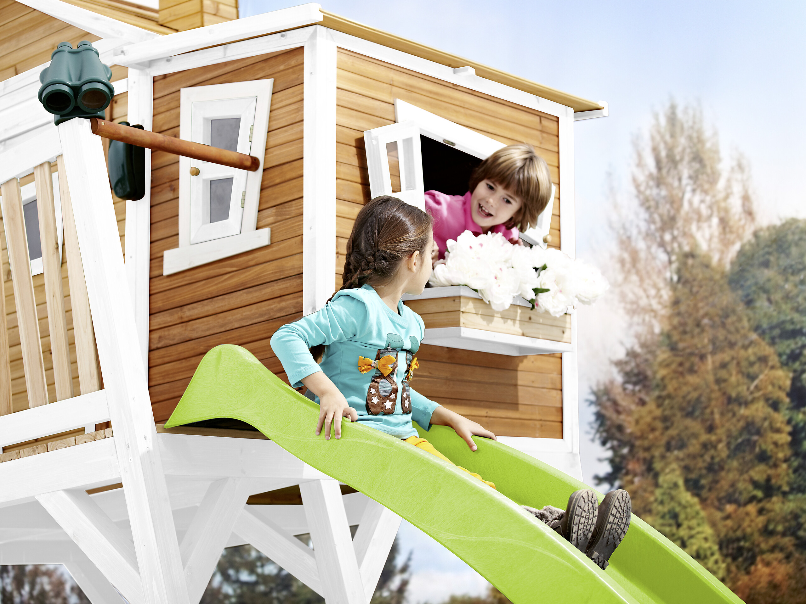 AXI Spielhaus Max braun B/H/L: ca. 432x288x193 cm