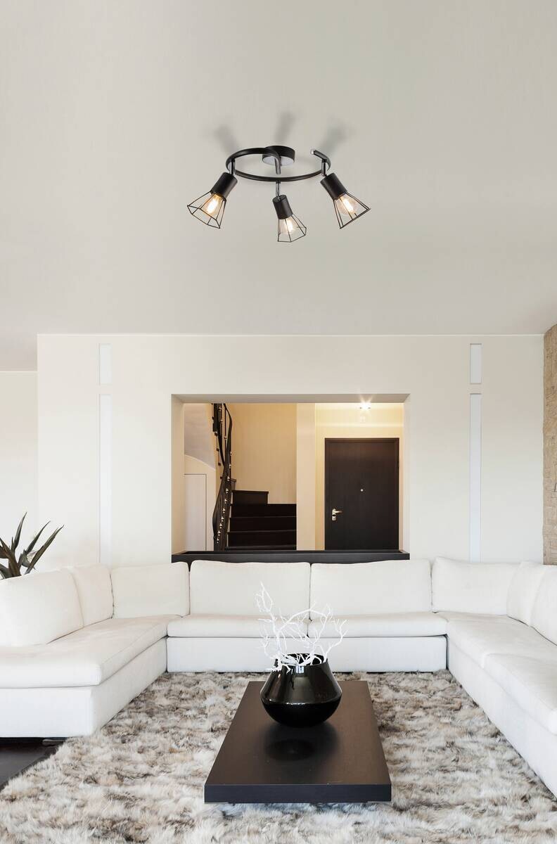 Nowa Spotrondell 81089308 schwarz Metall H: ca. 9,2 cm E14 3 Brennstellen