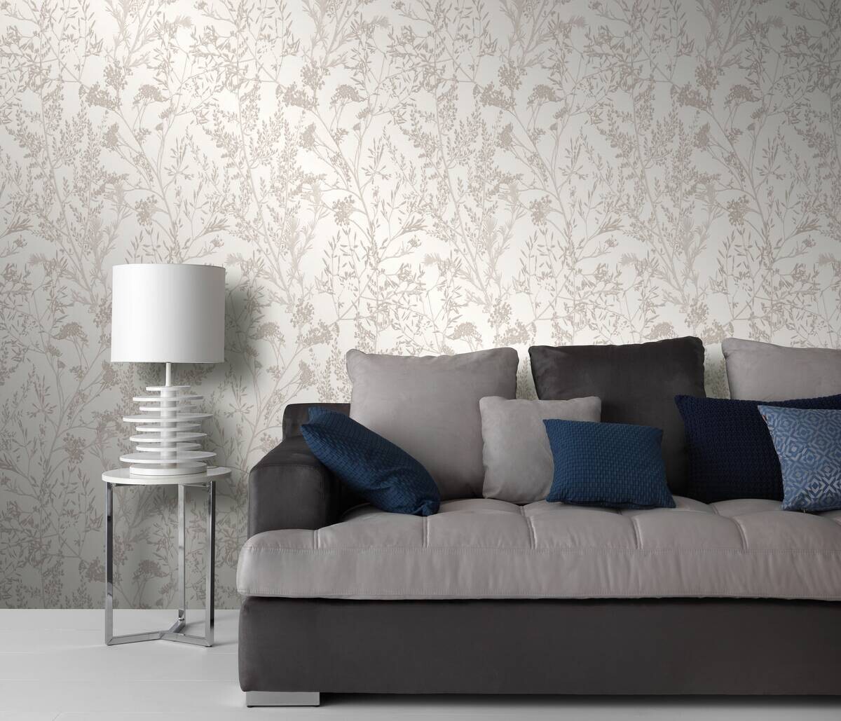 Erismann Vliestapete Zweige weiß B/L: ca. 53x1005 cm