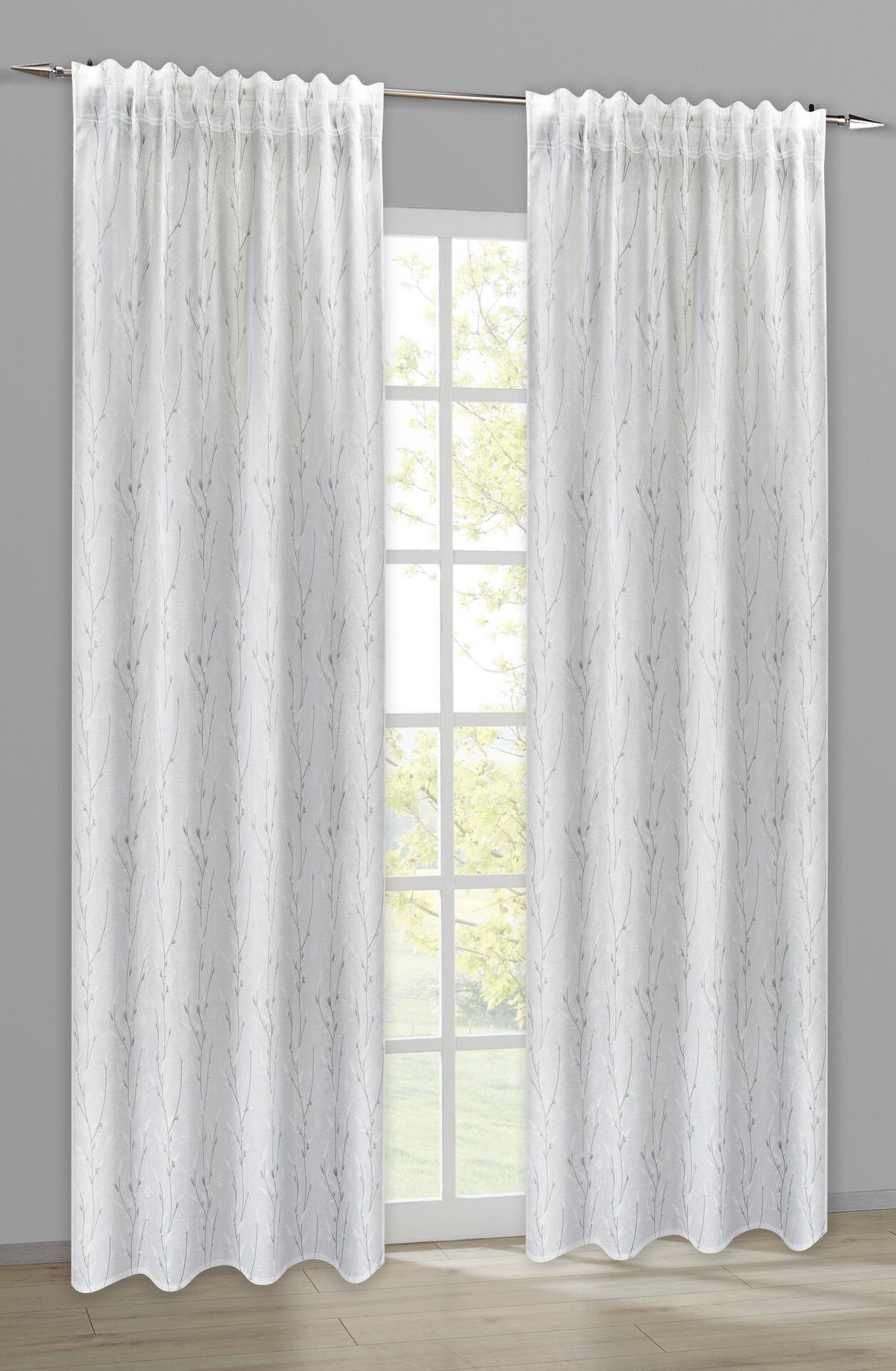 POCOline Dekovorhang Barbara grau B/L: ca. 140x245 cm