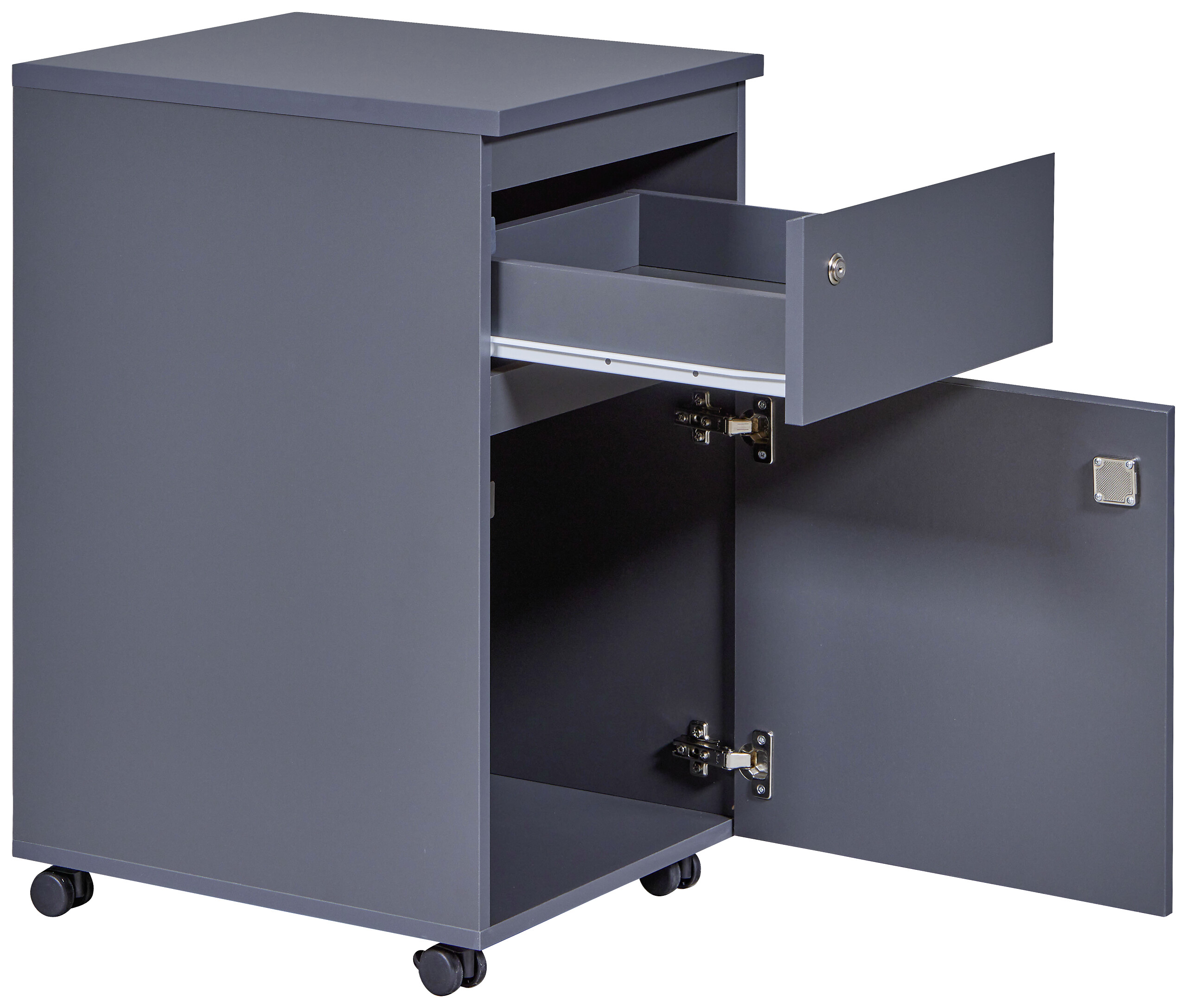 Rollcontainer FILE GUARD anthrazit beschichtet Nachbildung Holz B/H/L: ca. 51,3x76,9x44 cm