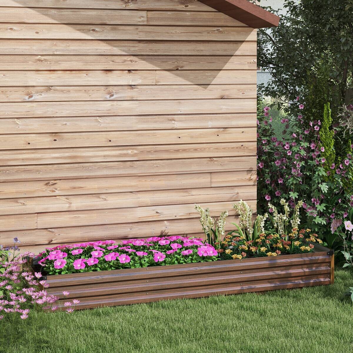 Outsunny Hochbeet braun Stahl B/H/L: ca. 60x30x240 cm