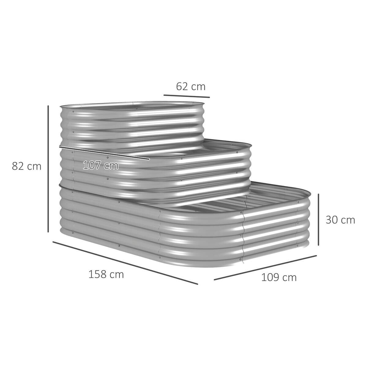 Outsunny Hochbeet silber Polypropylen B/H/L: ca. 109x158x82 cm