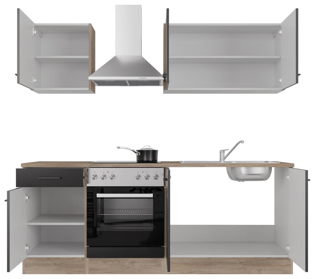 Küchenblock Capri schwarz matt B/H/T: ca. 210x200x60 cm