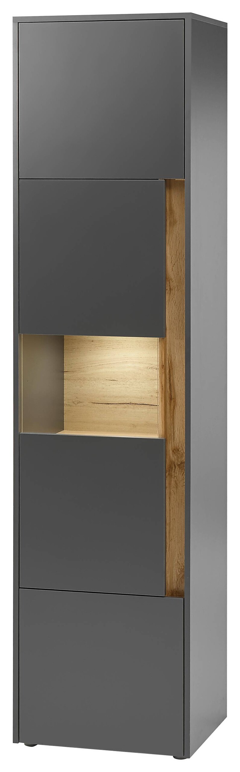 Standvitrine City Eiche Wotan Nachbildung anthrazit B/H/T: ca. 50x197x40 cm