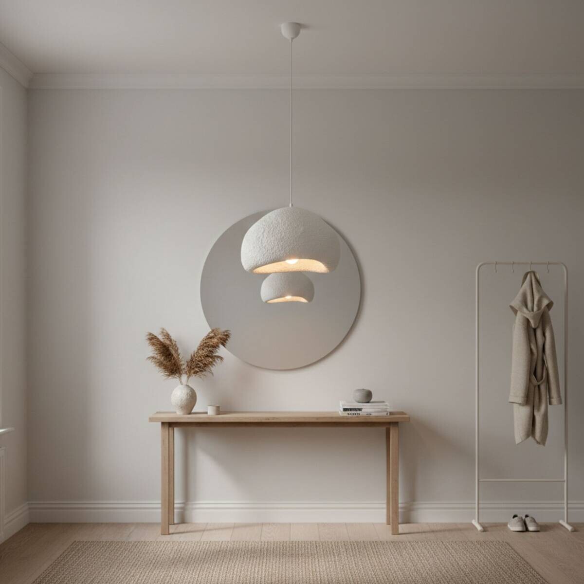 Opviq Pendelleuchte weiß Fiberglas Metall B/T/L: ca. 40x38x40 cm E27 1 Brennstellen