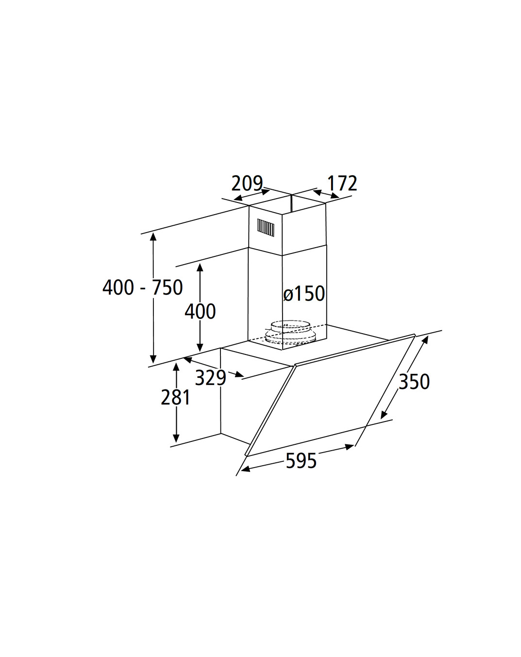 PKM Dunstabzugshaube S23-60 ABPY B/H/T: ca. 103,1x68,1x59,5 cm