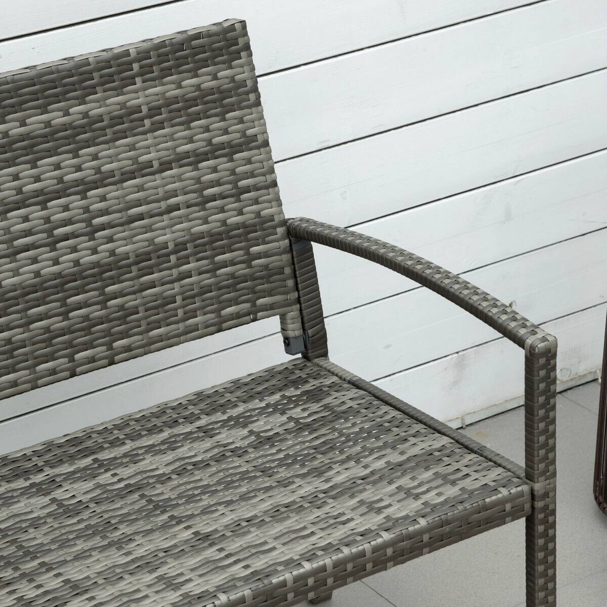Outsunny Gartenbank grau Polyrattan B/H/L: ca. 60x122x85 cm