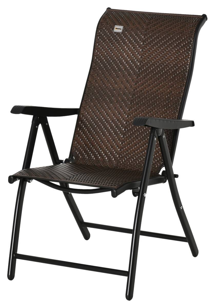 Outsunny Klappsessel braun Polyrattan B/H/L: ca. 71x111x58 cm