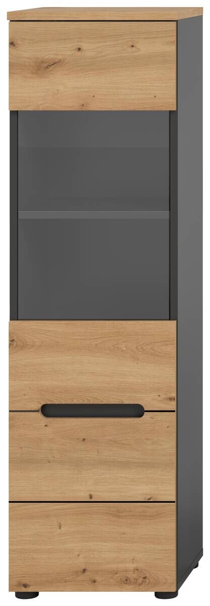 Vitrine Canu basaltgrau Nachbildung Artisan Oak Nachbildung B/H/T: ca. 36x125x33 cm