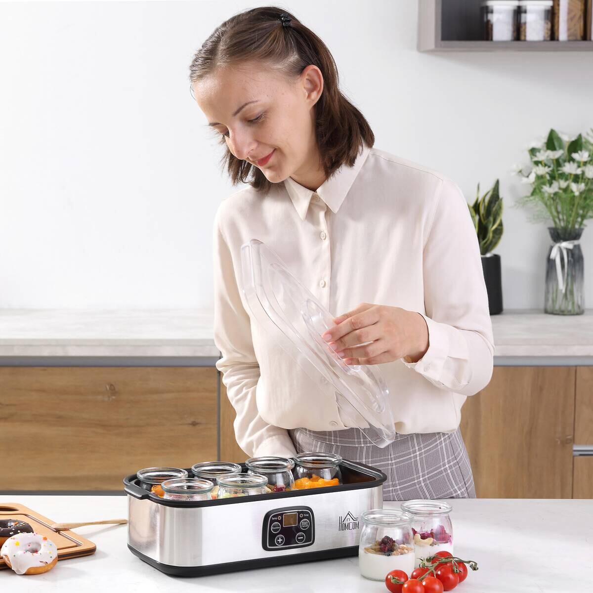 HOMCOM Küchengerät 800-089V90 silber Kunststoff Polypropylen Edelstahl B/H/L: ca. 18,8x36x14 cm ca. 25 W