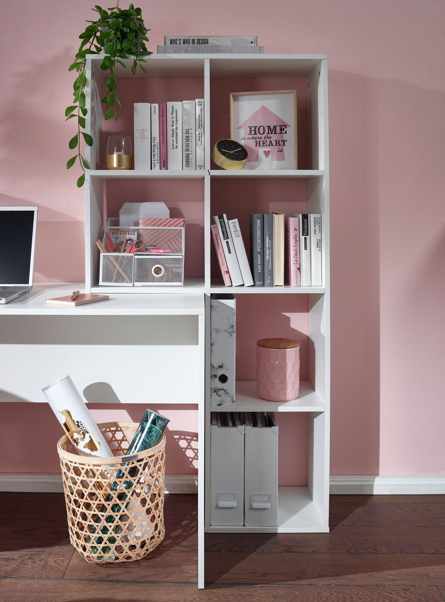 Schreibtisch weiß B/H/T: ca. 170x143,5x59 cm