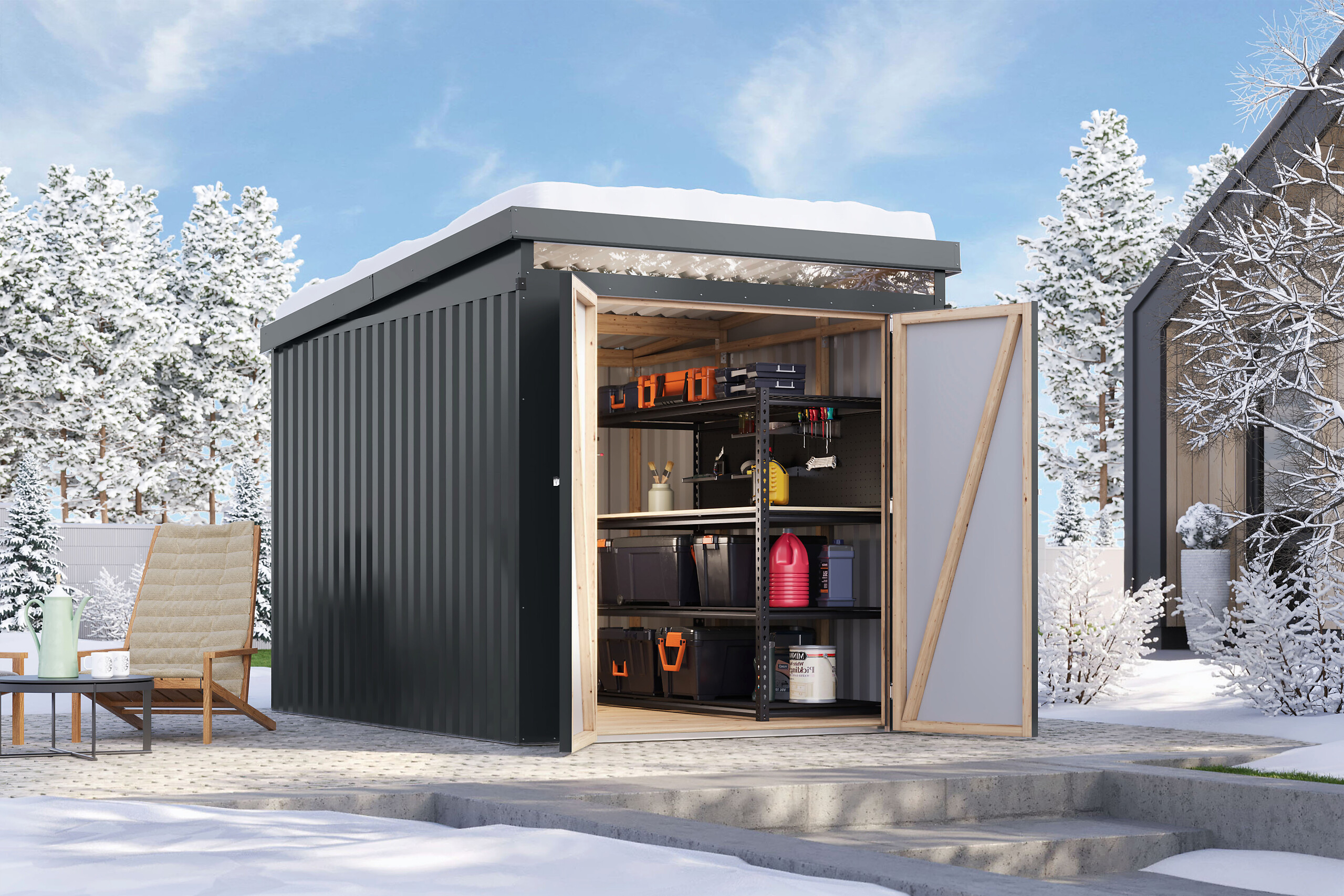 Karibu Gartenhaus IIndra 2,5 anthrazit B/H/T: ca. 206x213x289 cm