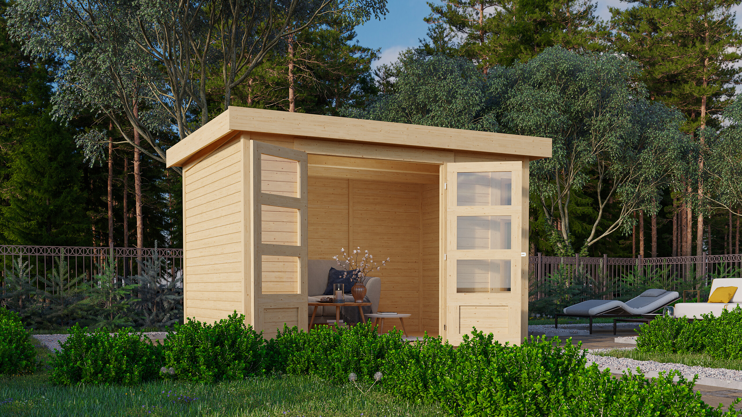 Karibu Gartenhaus Felipo 2 natur B/H/T: ca. 302x217x211 cm