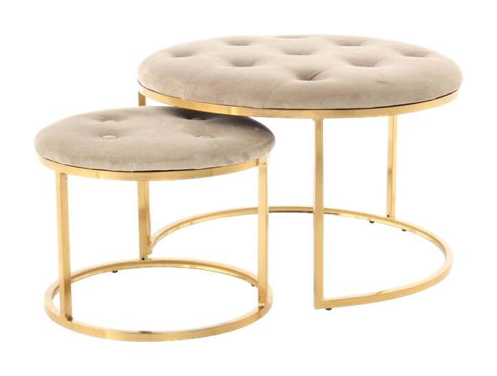 360 Living Hocker Becky 800 2er taupe gold Samt Metall H/D: ca. 41x60 cm