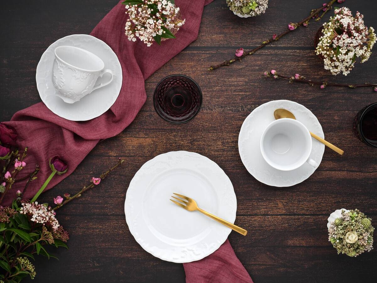 CreaTable Kaffeeservice Rokoko weiß Porzellan 18 tlg.