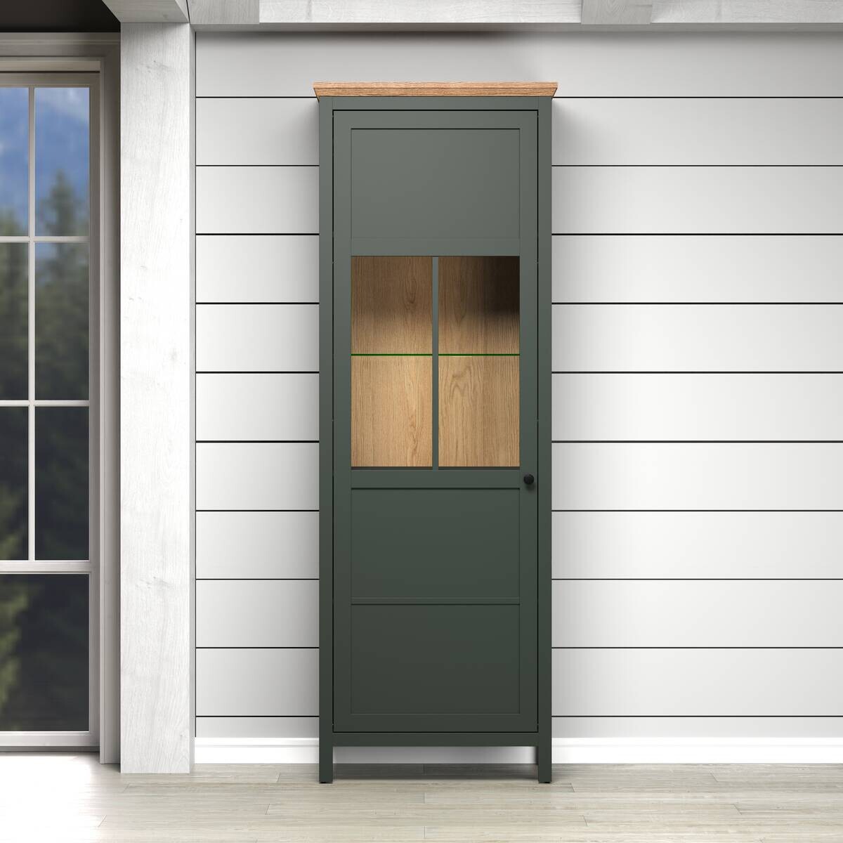 Vitrine Stanton tannengrün Eiche Evoke Coast Nachbildung B/H/T: ca. 69x198x39 cm