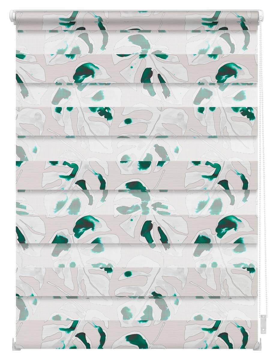 LICHTBLICK Doppelrollo Duo Monstera schwarz B/T: ca. 60x150 cm