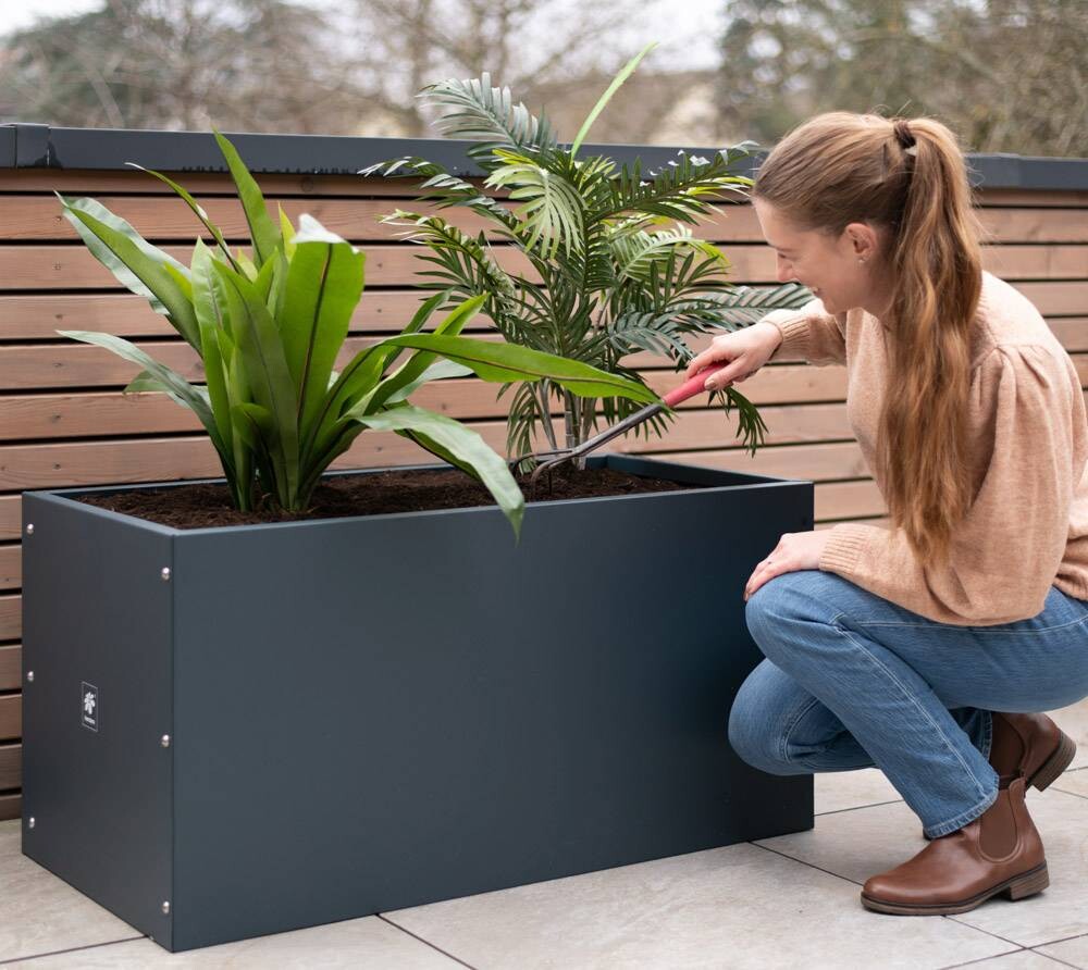Herstera Garden Pflanzkasten anthrazit Stahl B/H/T: ca. 50x50x100 cm