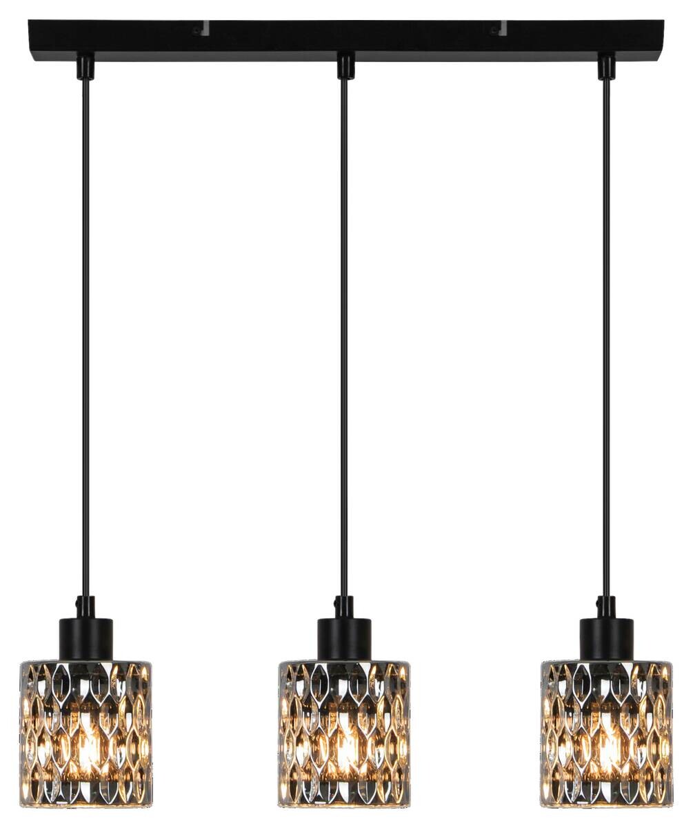 Pendelleuchte Joleen schwarz Metall Glas H/D: ca. 120x11 cm E27 3 Brennstellen