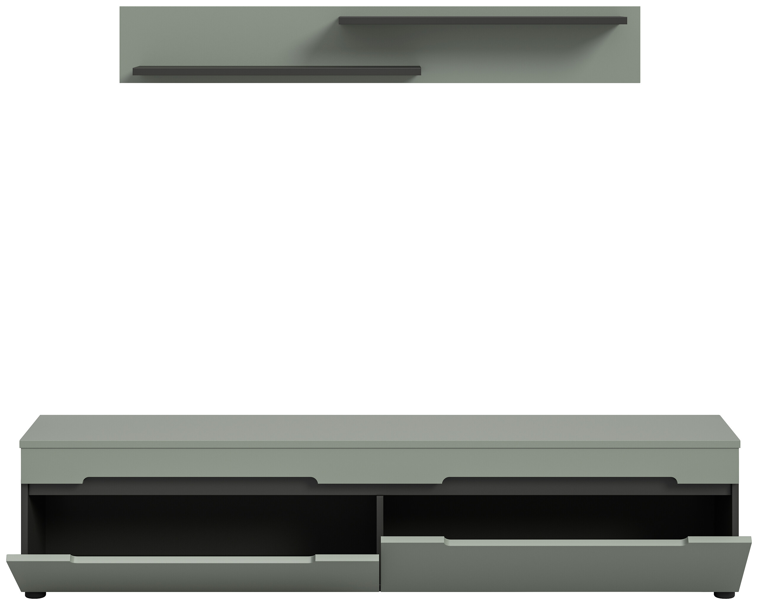 TV-Lowboard Canu grün basaltgrau Nachbildung B/H/T: ca. 170x38x33 cm