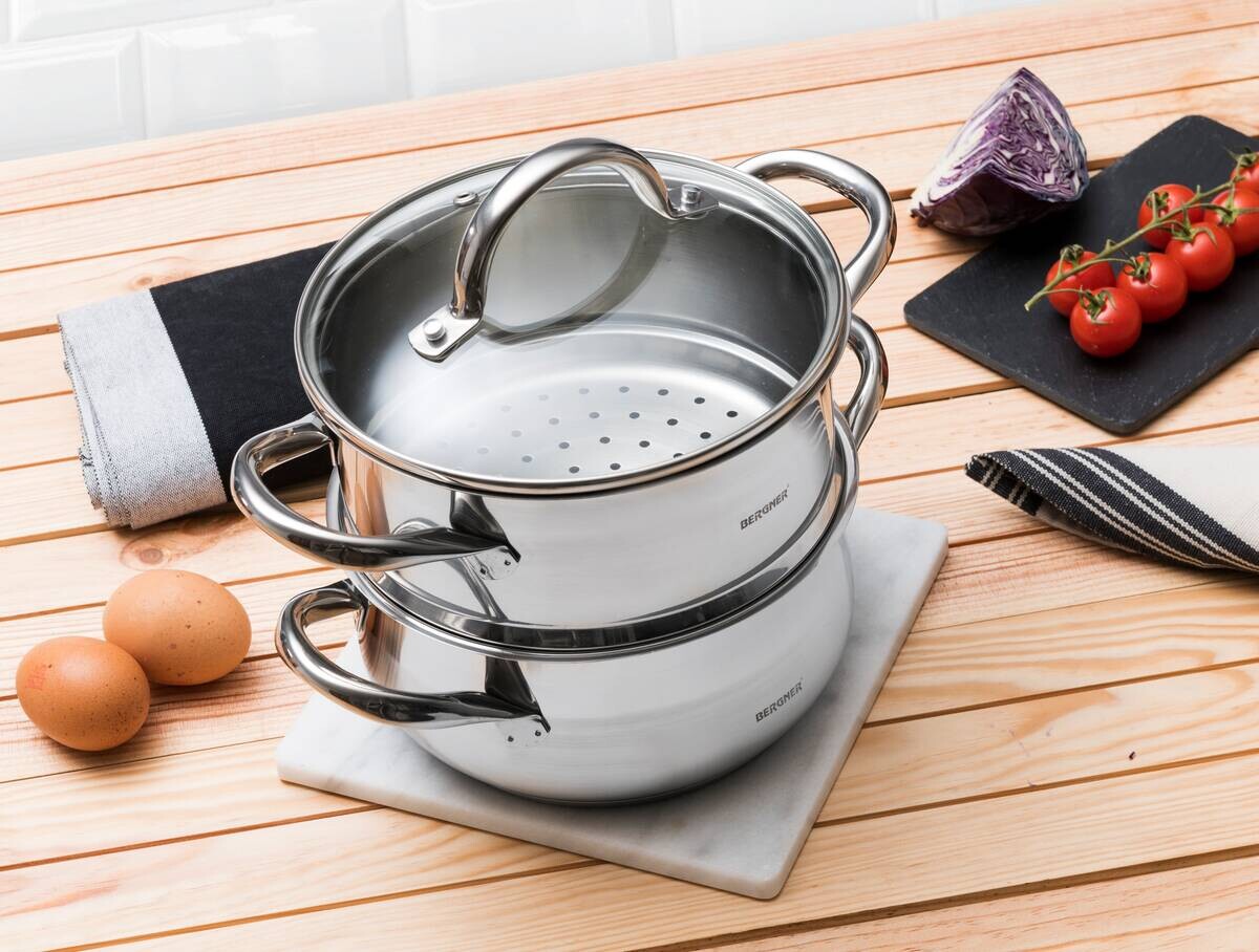 BERGNER Topfset Gourmet silber Edelstahl 3 tlg.