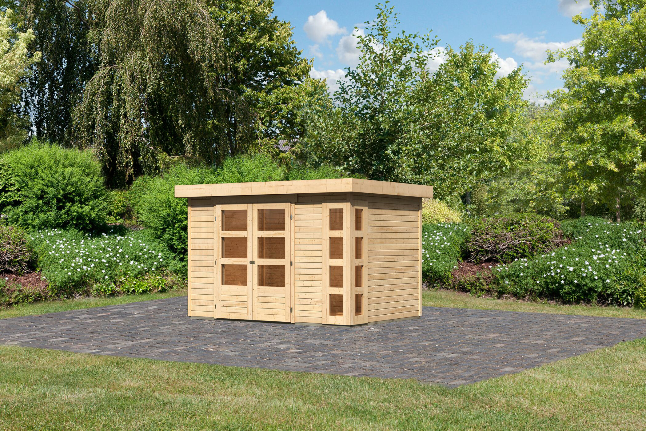 Karibu Gartenhaus Felipo 2 natur B/H/T: ca. 302x217x211 cm