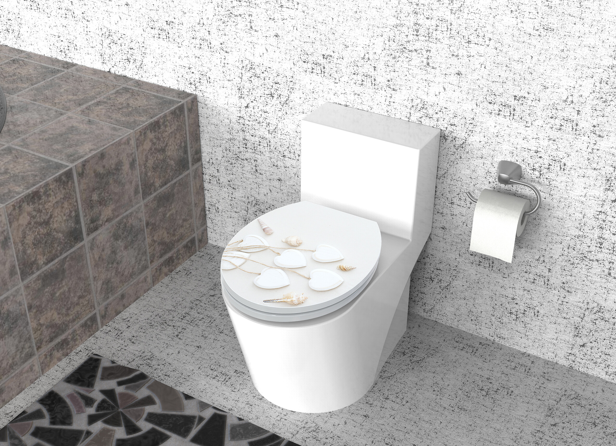 POCOline WC-Sitz weiße Herzen cremeweiß Duroplast