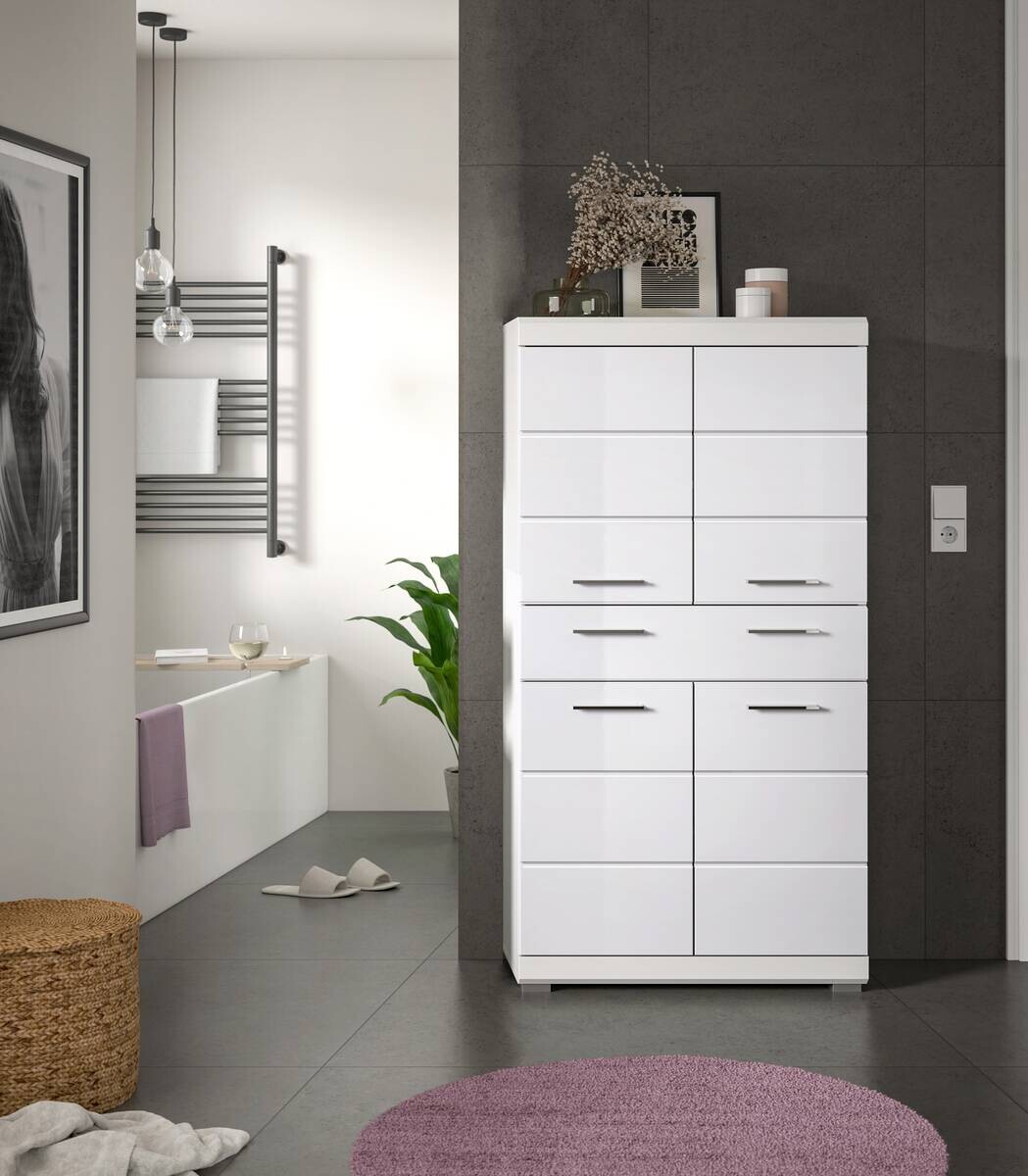 Badezimmer-Set Scout weiß weiß Hochglanz B/H/T: ca. 74x141x31 cm