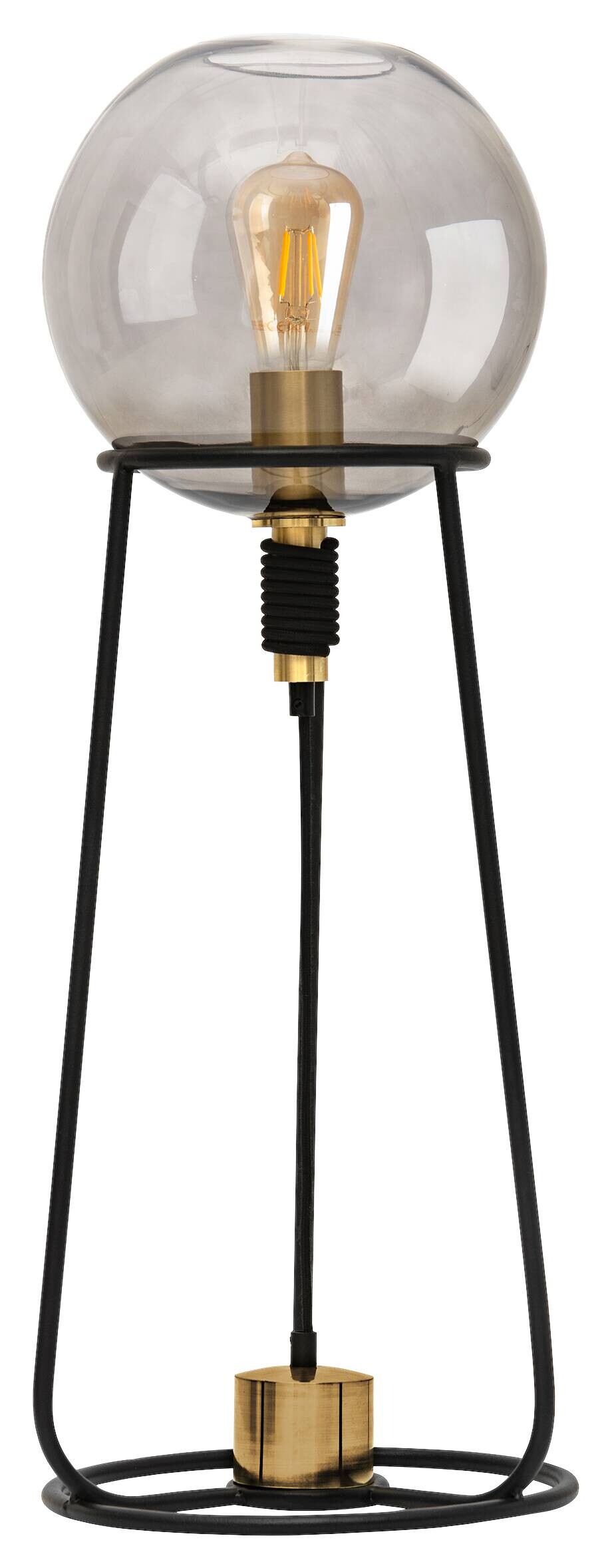 Näve Leuchten Tischleuchte 3181222 schwarz Metall Glas B/H/T: ca. 26,5x71x26,5 cm E27 1 Brennstellen