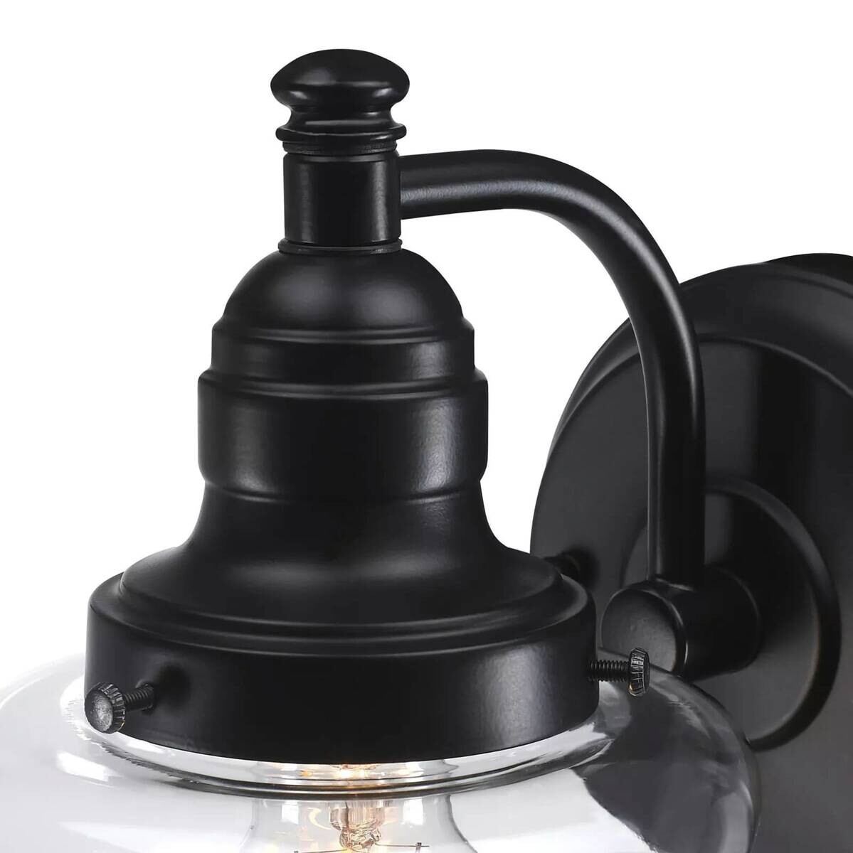 Westinghouse Außenwandleuchte Eddystone mattschwarz Glas Metall B/H/L: ca. 15x21x22 cm E27 1 Brennstellen