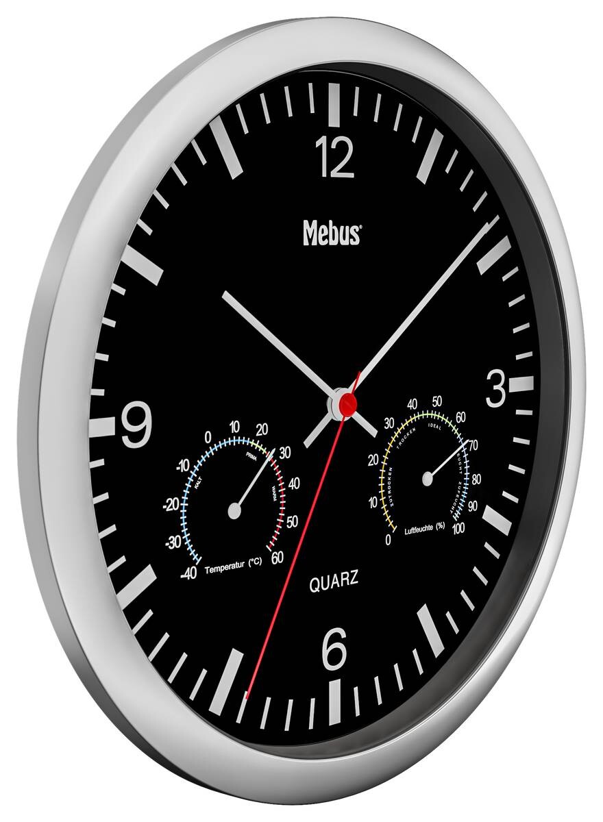 Mebus Wanduhr schwarz D: ca. 25 cm