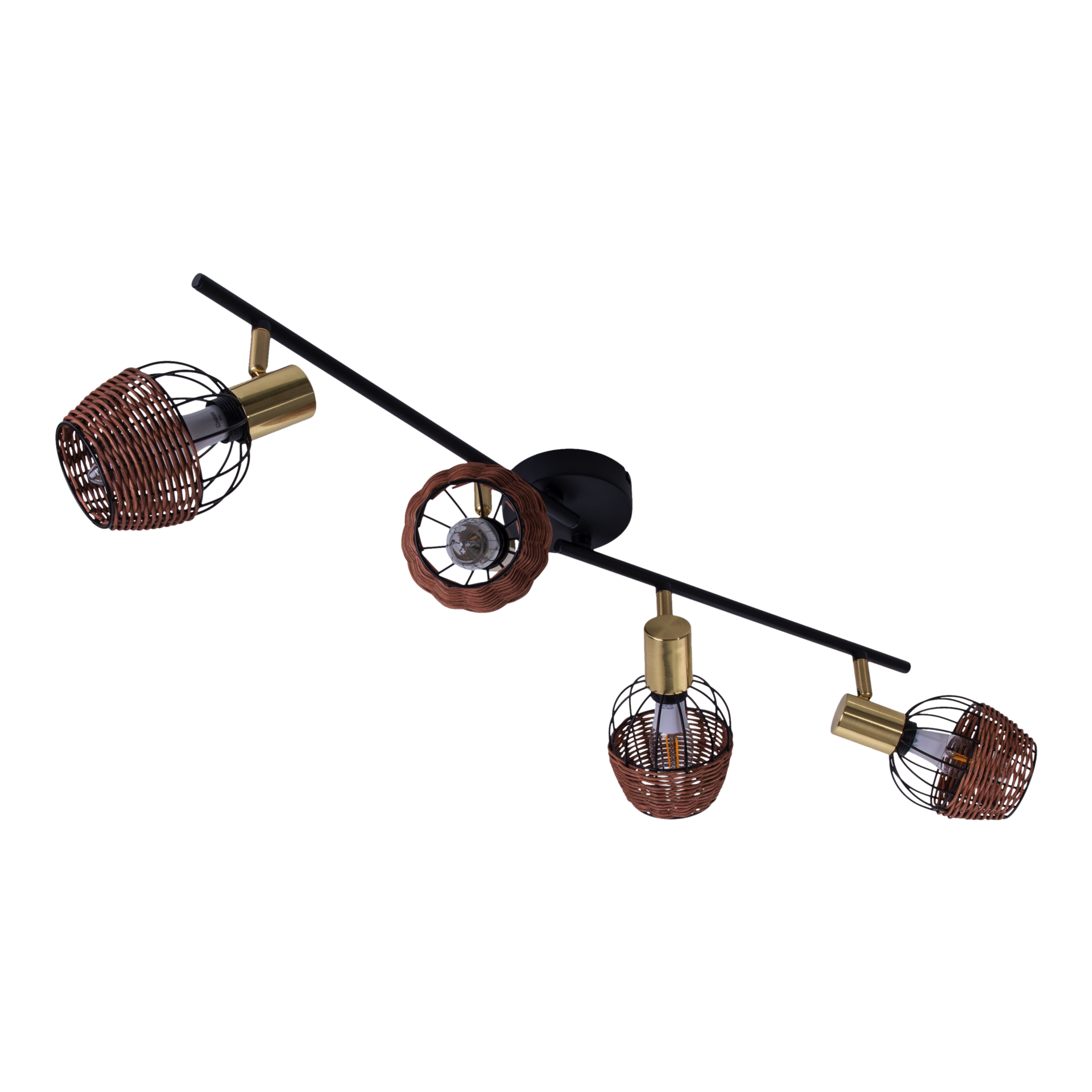 Näve Leuchten Spotleuchte 1389022 braun Rattan Metall B/H/T: ca. 8,5x16x78 cm E14 4 Brennstellen