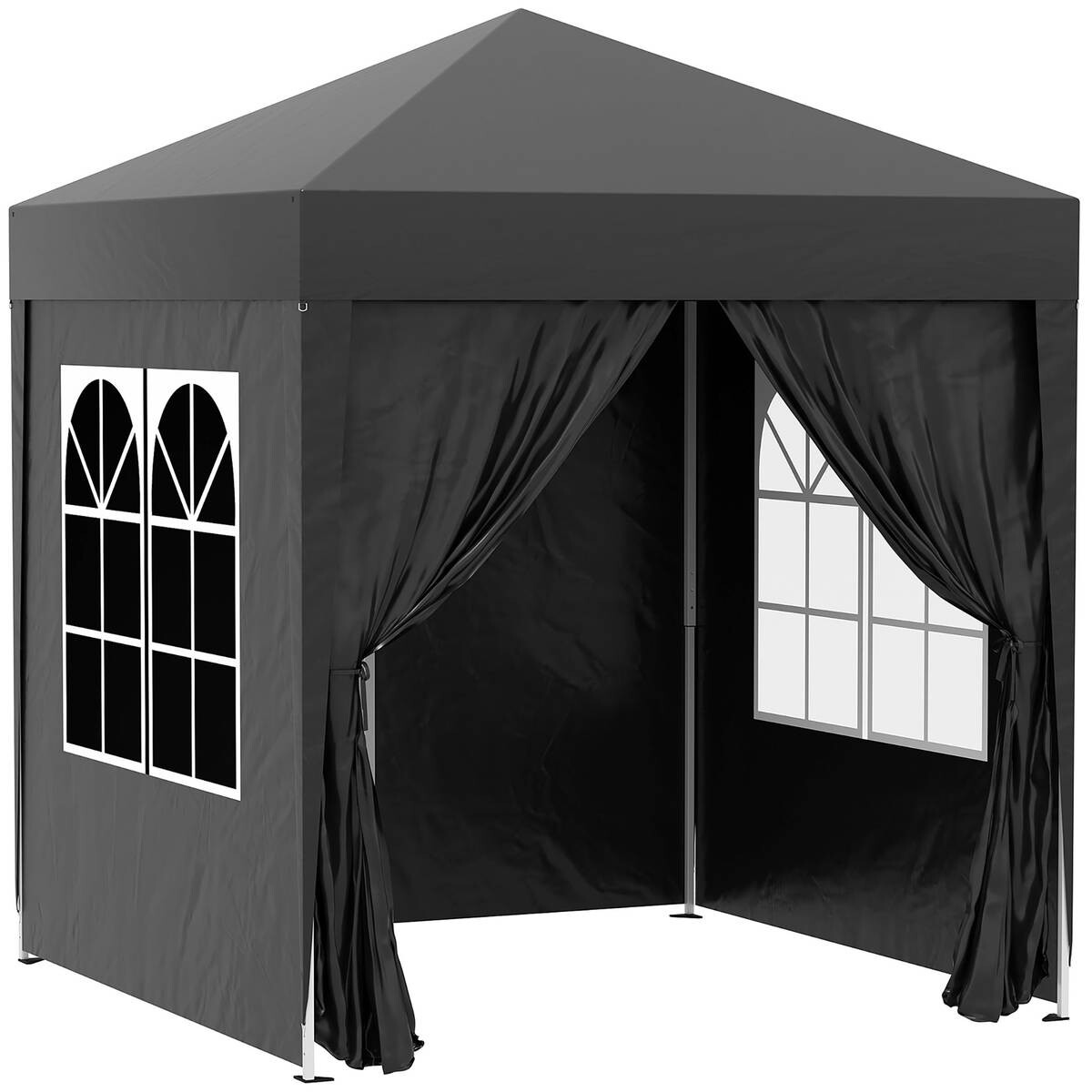 Outsunny Faltpavillon schwarz Stoff B/H/L: ca. 200x240x200 cm