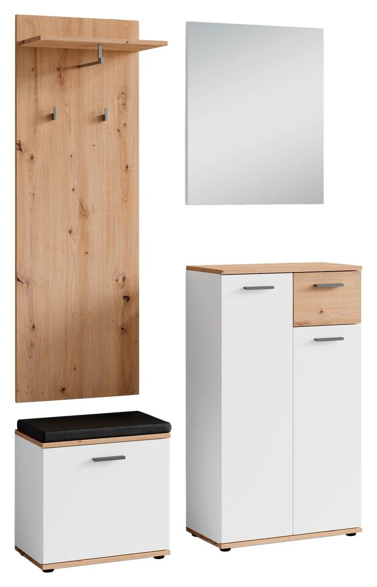 Garderobenset JAKOB Set 4-tlg. weiß Eiche