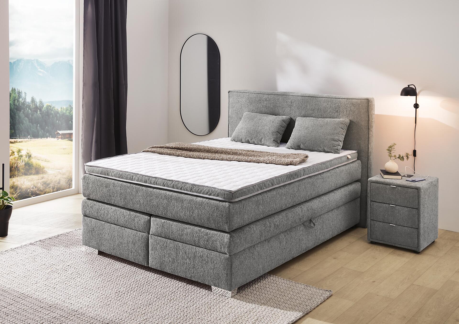 Boxspringbett  grau dunkel Liegefläche B/L: ca. 140x200 cm