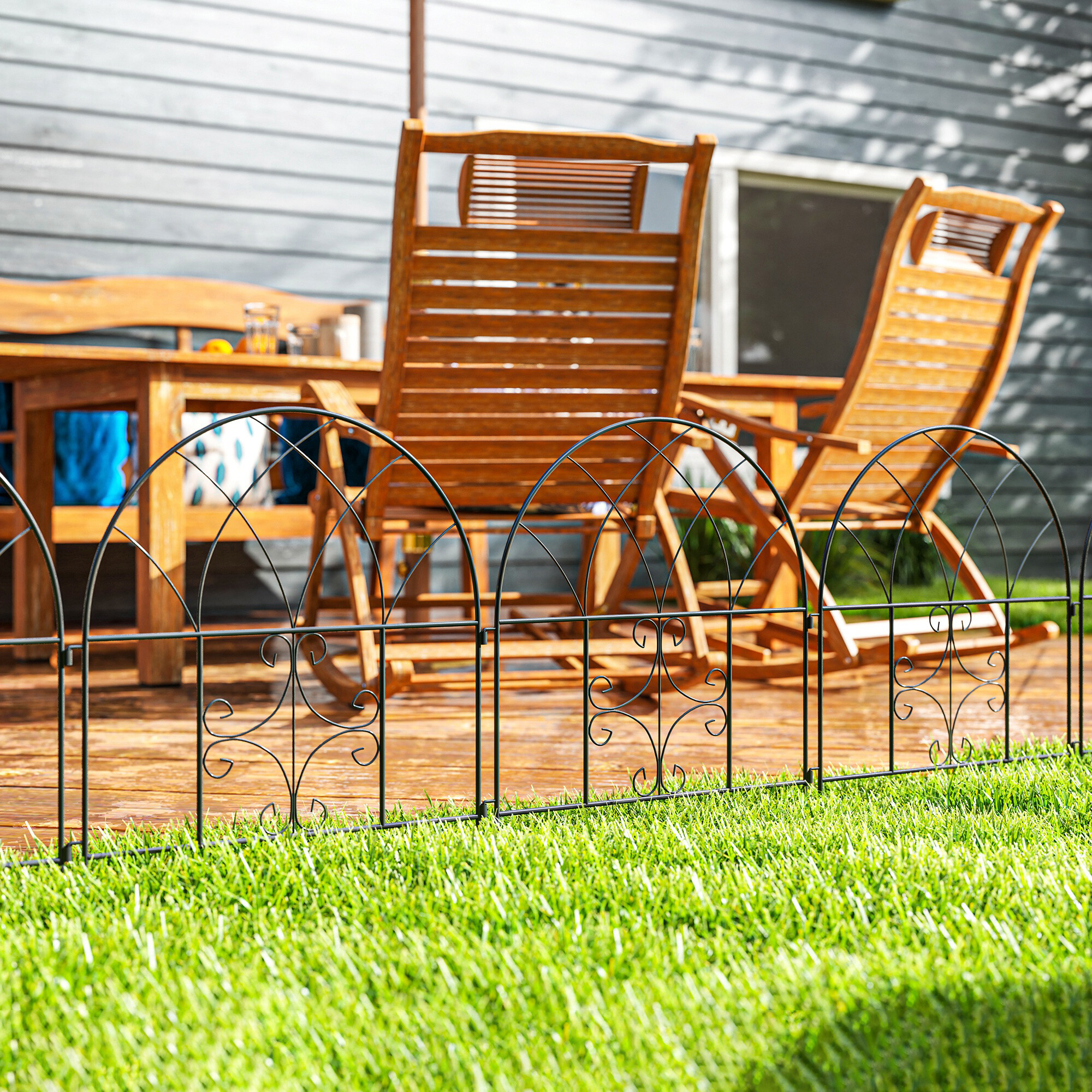 Outsunny Gartenzaun schwarz Stahl B/H/L: ca. 1x70x300 cm