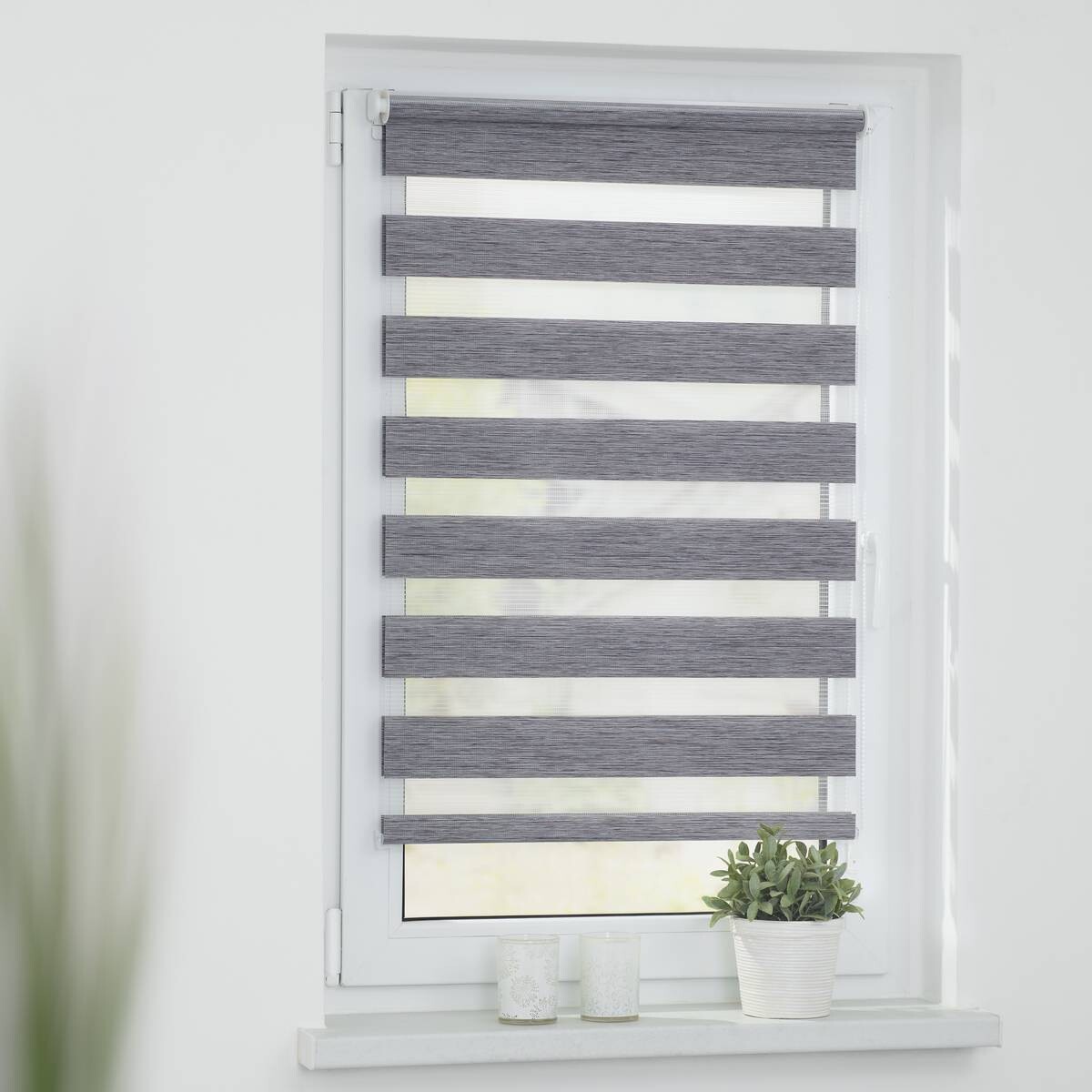 LICHTBLICK Doppelrollo Duo meliert dunkelgrau B/L: ca. 90x220 cm